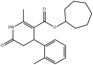 cycloheptyl 2-methyl-6-oxo-4-(o-tolyl)-1,4,5,6-tetrahydropyridine-3-carboxylate Struktur