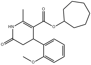 cycloheptyl 4-(2-methoxyphenyl)-2-methyl-6-oxo-1,4,5,6-tetrahydropyridine-3-carboxylate Struktur