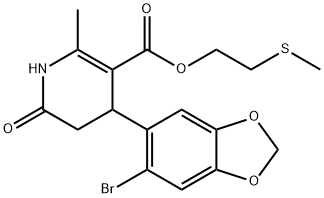 2-(methylthio)ethyl 4-(6-bromobenzo[d][1,3]dioxol-5-yl)-2-methyl-6-oxo-1,4,5,6-tetrahydropyridine-3-carboxylate Struktur