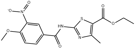 ethyl 2-(4-methoxy-3-nitrobenzamido)-4-methylthiazole-5-carboxylate Struktur