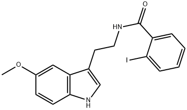 2-iodo-N-[2-(5-methoxy-1H-indol-3-yl)ethyl]benzamide Struktur