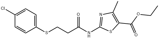 ethyl 2-({3-[(4-chlorophenyl)sulfanyl]propanoyl}amino)-4-methyl-1,3-thiazole-5-carboxylate Struktur