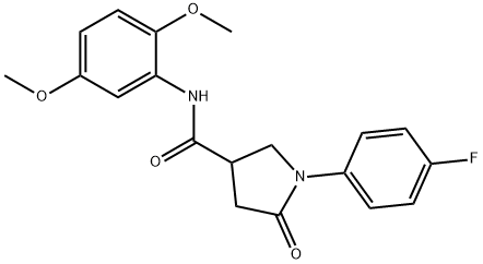 N-(2,5-dimethoxyphenyl)-1-(4-fluorophenyl)-5-oxopyrrolidine-3-carboxamide Struktur