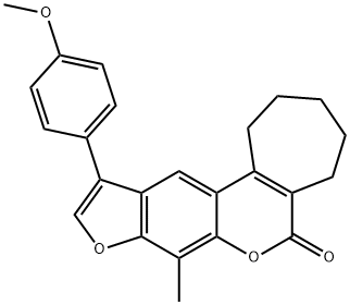 11-(4-methoxyphenyl)-8-methyl-2,3,4,5-tetrahydrocyclohepta[c]furo[3,2-g]chromen-6(1H)-one Struktur