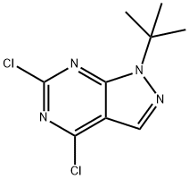 1-tert-butyl-4,6-dichloro-1H-pyrazolo[3,4-d]pyrimidine Struktur