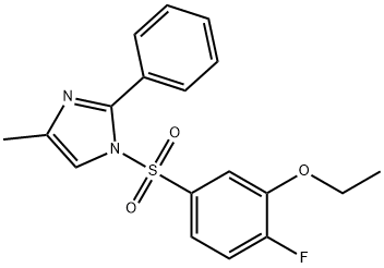 ethyl 2-fluoro-5-[(4-methyl-2-phenyl-1H-imidazol-1-yl)sulfonyl]phenyl ether Struktur