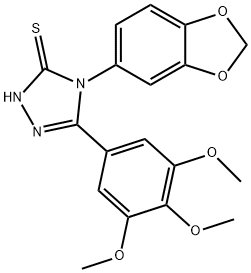 4-(1,3-benzodioxol-5-yl)-5-(3,4,5-trimethoxyphenyl)-4H-1,2,4-triazole-3-thiol Struktur