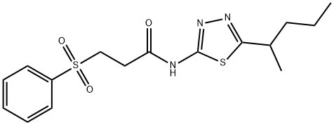 N-[5-(pentan-2-yl)-1,3,4-thiadiazol-2-yl]-3-(phenylsulfonyl)propanamide Struktur