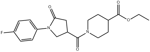 ethyl 1-(1-(4-fluorophenyl)-5-oxopyrrolidine-3-carbonyl)piperidine-4-carboxylate Struktur