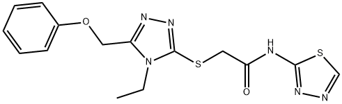 2-{[4-ethyl-5-(phenoxymethyl)-4H-1,2,4-triazol-3-yl]sulfanyl}-N-(1,3,4-thiadiazol-2-yl)acetamide Struktur