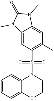 5-(2,3-dihydro-4H-1,4-benzoxazin-4-ylsulfonyl)-1,3,6-trimethyl-1,3-dihydro-2H-benzimidazol-2-one Struktur