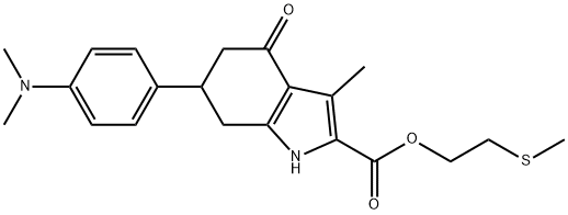 2-(methylthio)ethyl 6-(4-(dimethylamino)phenyl)-3-methyl-4-oxo-4,5,6,7-tetrahydro-1H-indole-2-carboxylate Struktur