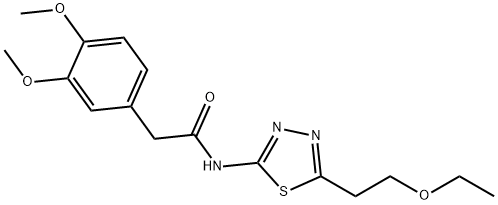 2-(3,4-dimethoxyphenyl)-N-[5-(2-ethoxyethyl)-1,3,4-thiadiazol-2-yl]acetamide Struktur