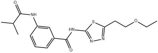 N-[5-(2-ethoxyethyl)-1,3,4-thiadiazol-2-yl]-3-[(2-methylpropanoyl)amino]benzamide Struktur