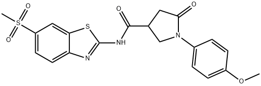 1-(4-methoxyphenyl)-N-[6-(methylsulfonyl)-1,3-benzothiazol-2-yl]-5-oxopyrrolidine-3-carboxamide Struktur