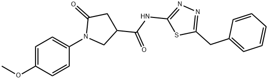 N-(5-benzyl-1,3,4-thiadiazol-2-yl)-1-(4-methoxyphenyl)-5-oxopyrrolidine-3-carboxamide Struktur