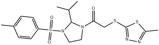 1-{3-[(4-methylphenyl)sulfonyl]-2-(propan-2-yl)imidazolidin-1-yl}-2-[(5-methyl-1,3,4-thiadiazol-2-yl)sulfanyl]ethanone Struktur