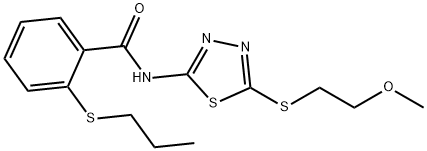 N-{5-[(2-methoxyethyl)sulfanyl]-1,3,4-thiadiazol-2-yl}-2-(propylsulfanyl)benzamide Struktur