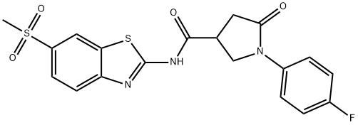 1-(4-fluorophenyl)-N-[6-(methylsulfonyl)-1,3-benzothiazol-2-yl]-5-oxopyrrolidine-3-carboxamide Struktur