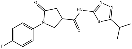 1-(4-fluorophenyl)-5-oxo-N-[5-(propan-2-yl)-1,3,4-thiadiazol-2-yl]pyrrolidine-3-carboxamide Struktur