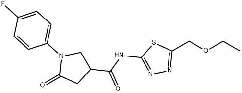 N-[5-(ethoxymethyl)-1,3,4-thiadiazol-2-yl]-1-(4-fluorophenyl)-5-oxopyrrolidine-3-carboxamide Struktur