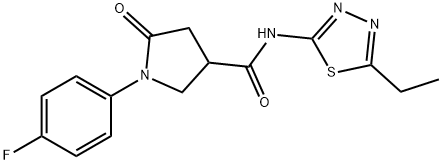 N-(5-ethyl-1,3,4-thiadiazol-2-yl)-1-(4-fluorophenyl)-5-oxopyrrolidine-3-carboxamide Struktur