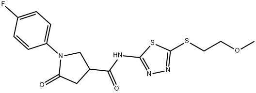 1-(4-fluorophenyl)-N-{5-[(2-methoxyethyl)sulfanyl]-1,3,4-thiadiazol-2-yl}-5-oxopyrrolidine-3-carboxamide Struktur