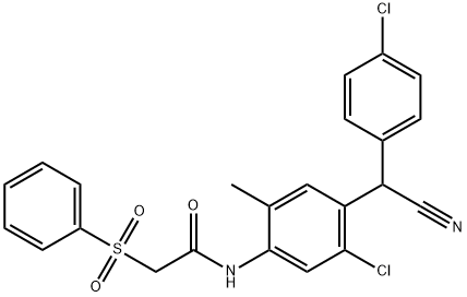 N-{5-chloro-4-[(4-chlorophenyl)(cyano)methyl]-2-methylphenyl}-2-(phenylsulfonyl)acetamide Struktur