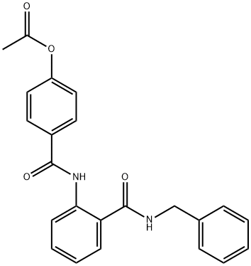 4-((2-(benzylcarbamoyl)phenyl)carbamoyl)phenyl acetate Struktur