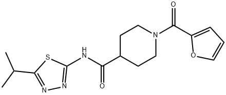 1-(furan-2-ylcarbonyl)-N-[5-(propan-2-yl)-1,3,4-thiadiazol-2-yl]piperidine-4-carboxamide Struktur