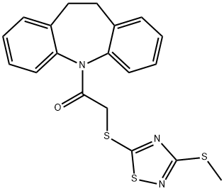 1-(10,11-dihydro-5H-dibenzo[b,f]azepin-5-yl)-2-{[3-(methylsulfanyl)-1,2,4-thiadiazol-5-yl]sulfanyl}ethanone Struktur