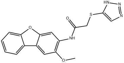 N-(2-methoxydibenzo[b,d]furan-3-yl)-2-(1H-1,2,3-triazol-5-ylsulfanyl)acetamide Struktur