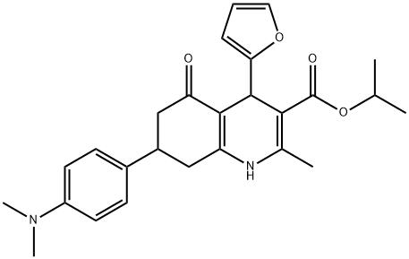 isopropyl 7-(4-(dimethylamino)phenyl)-4-(furan-2-yl)-2-methyl-5-oxo-1,4,5,6,7,8-hexahydroquinoline-3-carboxylate Struktur