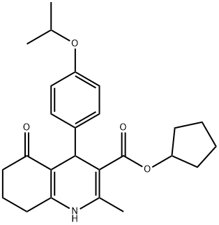 cyclopentyl 4-(4-isopropoxyphenyl)-2-methyl-5-oxo-1,4,5,6,7,8-hexahydroquinoline-3-carboxylate Struktur