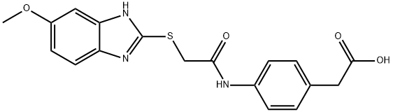 [4-({[(5-methoxy-1H-benzimidazol-2-yl)sulfanyl]acetyl}amino)phenyl]acetic acid Struktur