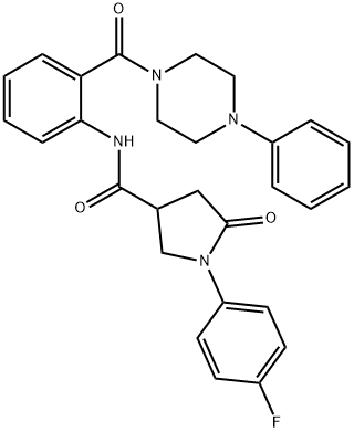 1-(4-fluorophenyl)-5-oxo-N-{2-[(4-phenylpiperazin-1-yl)carbonyl]phenyl}pyrrolidine-3-carboxamide Struktur