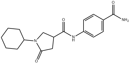 N-(4-carbamoylphenyl)-1-cyclohexyl-5-oxopyrrolidine-3-carboxamide Struktur