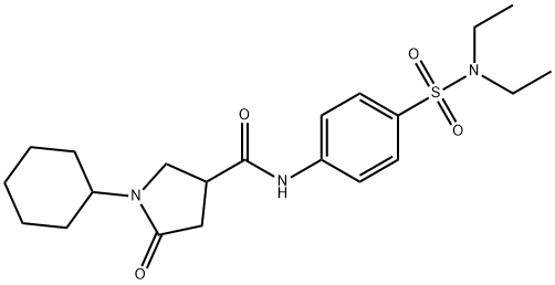 1-cyclohexyl-N-[4-(diethylsulfamoyl)phenyl]-5-oxopyrrolidine-3-carboxamide Struktur