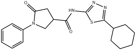 N-(5-cyclohexyl-1,3,4-thiadiazol-2-yl)-5-oxo-1-phenylpyrrolidine-3-carboxamide Struktur