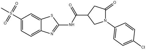 1-(4-chlorophenyl)-N-[6-(methylsulfonyl)-1,3-benzothiazol-2-yl]-5-oxopyrrolidine-3-carboxamide Struktur