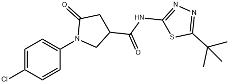 N-(5-tert-butyl-1,3,4-thiadiazol-2-yl)-1-(4-chlorophenyl)-5-oxopyrrolidine-3-carboxamide Struktur