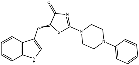 (5Z)-5-(1H-indol-3-ylmethylidene)-2-(4-phenylpiperazin-1-yl)-1,3-thiazol-4(5H)-one Struktur