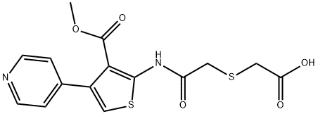 2-((2-((3-(methoxycarbonyl)-4-(pyridin-4-yl)thiophen-2-yl)amino)-2-oxoethyl)thio)acetic acid Struktur