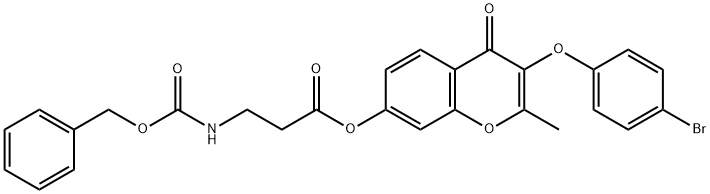 3-(4-bromophenoxy)-2-methyl-4-oxo-4H-chromen-7-yl 3-(((benzyloxy)carbonyl)amino)propanoate Struktur