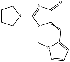 (5Z)-5-[(1-methyl-1H-pyrrol-2-yl)methylidene]-2-(pyrrolidin-1-yl)-1,3-thiazol-4(5H)-one Struktur