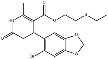 2-(ethylthio)ethyl 4-(6-bromobenzo[d][1,3]dioxol-5-yl)-2-methyl-6-oxo-1,4,5,6-tetrahydropyridine-3-carboxylate Struktur