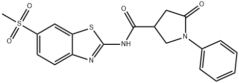 N-[6-(methylsulfonyl)-1,3-benzothiazol-2-yl]-5-oxo-1-phenylpyrrolidine-3-carboxamide Struktur