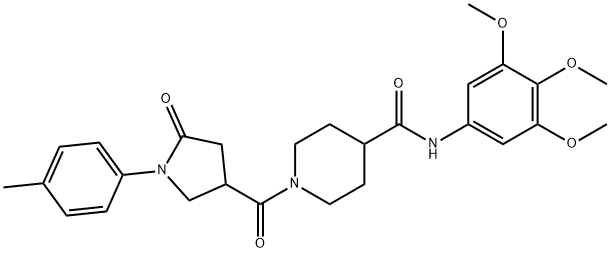 1-{[1-(4-methylphenyl)-5-oxopyrrolidin-3-yl]carbonyl}-N-(3,4,5-trimethoxyphenyl)piperidine-4-carboxamide Struktur