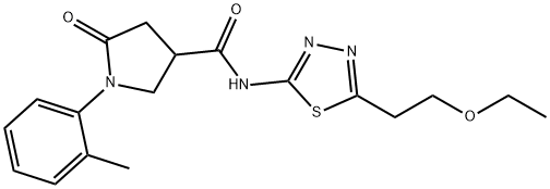 N-[5-(2-ethoxyethyl)-1,3,4-thiadiazol-2-yl]-1-(2-methylphenyl)-5-oxopyrrolidine-3-carboxamide Struktur