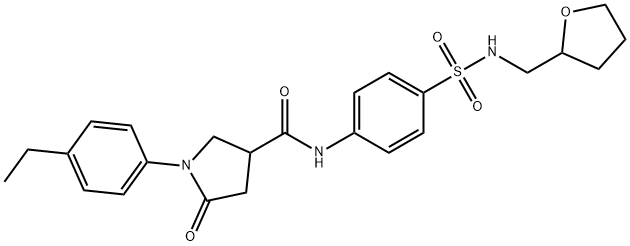 1-(4-ethylphenyl)-5-oxo-N-{4-[(tetrahydrofuran-2-ylmethyl)sulfamoyl]phenyl}pyrrolidine-3-carboxamide Struktur